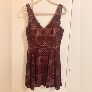 Elegant Lace Burgundy Dress